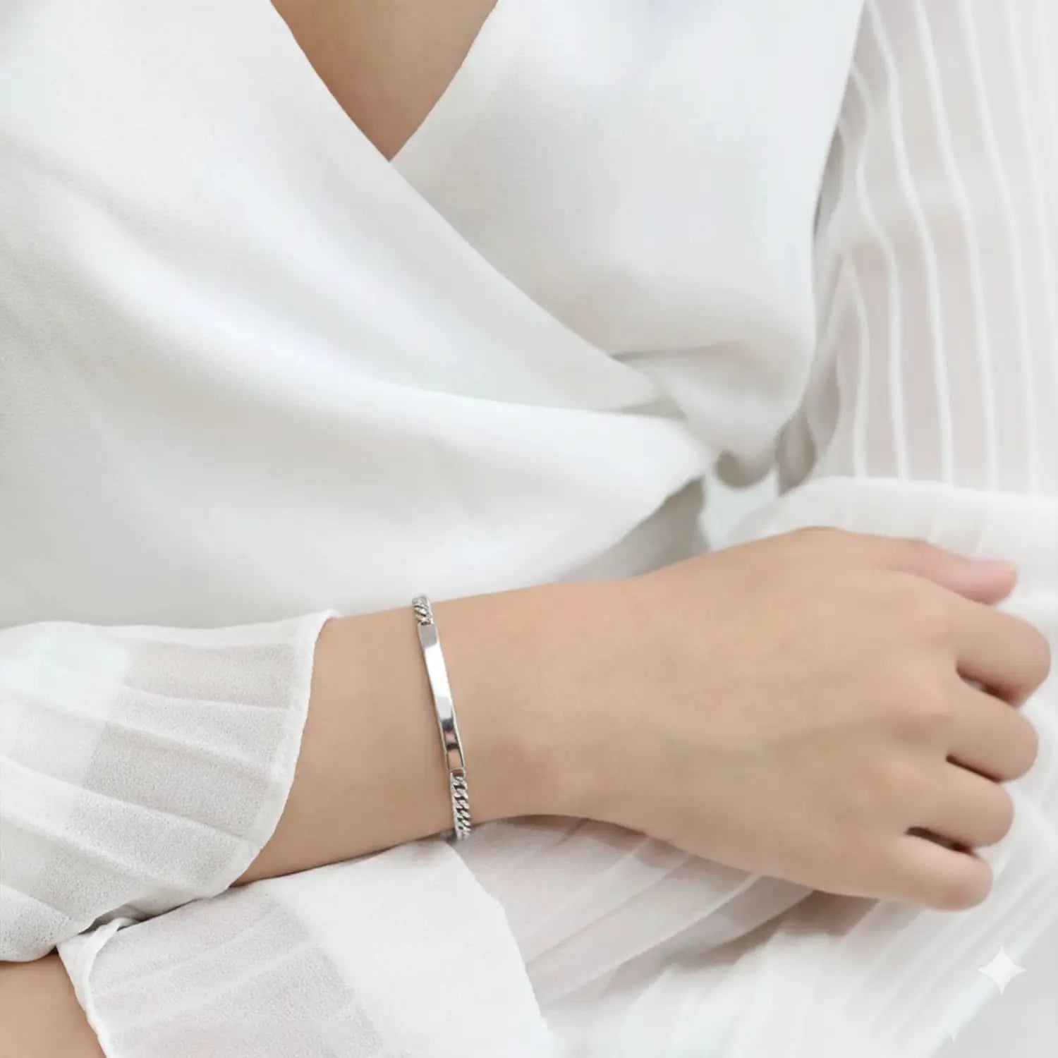 Minimalist Bar Charm Pure Silver Bracelet - Made With Pure 925 Silver