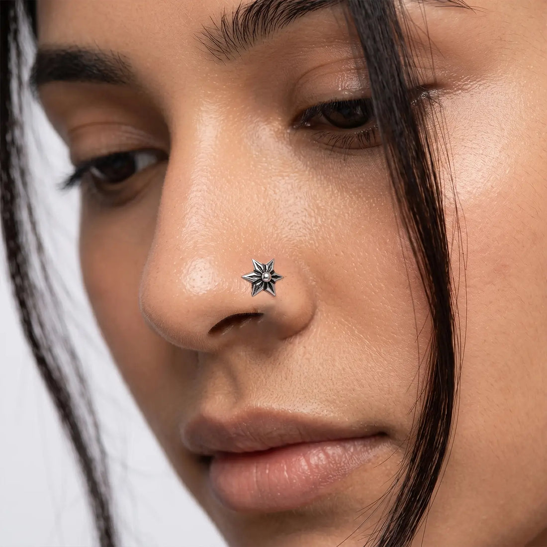 Elegant Oxidised Silver Star Nose Pin- Made With Pure 925 Silver
