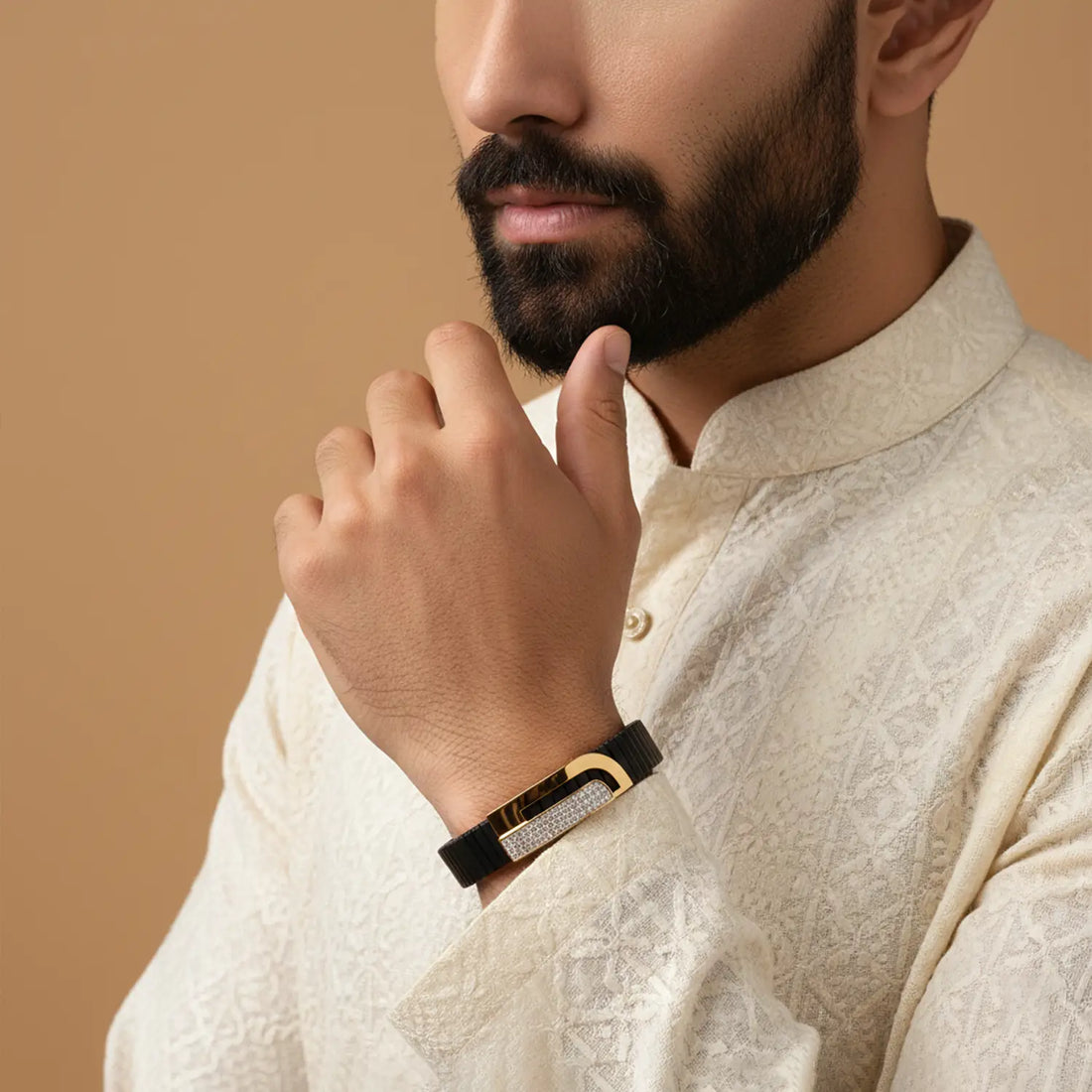 Silver Bracelet with Gold-Toned Buckle Accent- Made With Pure 925 Silver