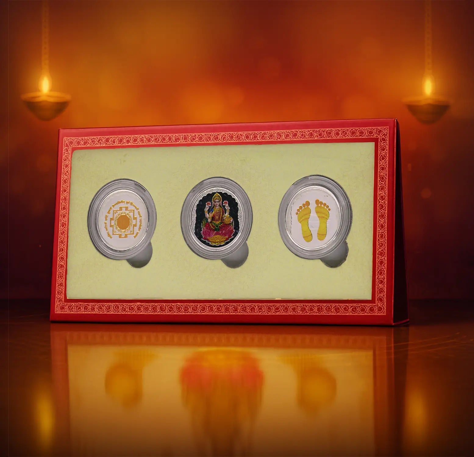Auspicious Pure Silver Coin Gift Set – Goddess Lakshmi Collection - Made With Pure 999 Silver
