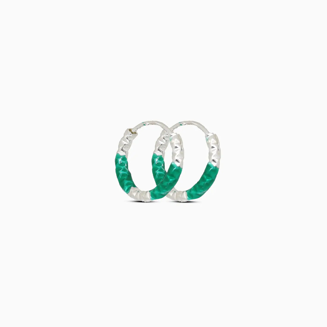 Lime Twist Silver Hoop Earrings - Made With Pure 925 Silver