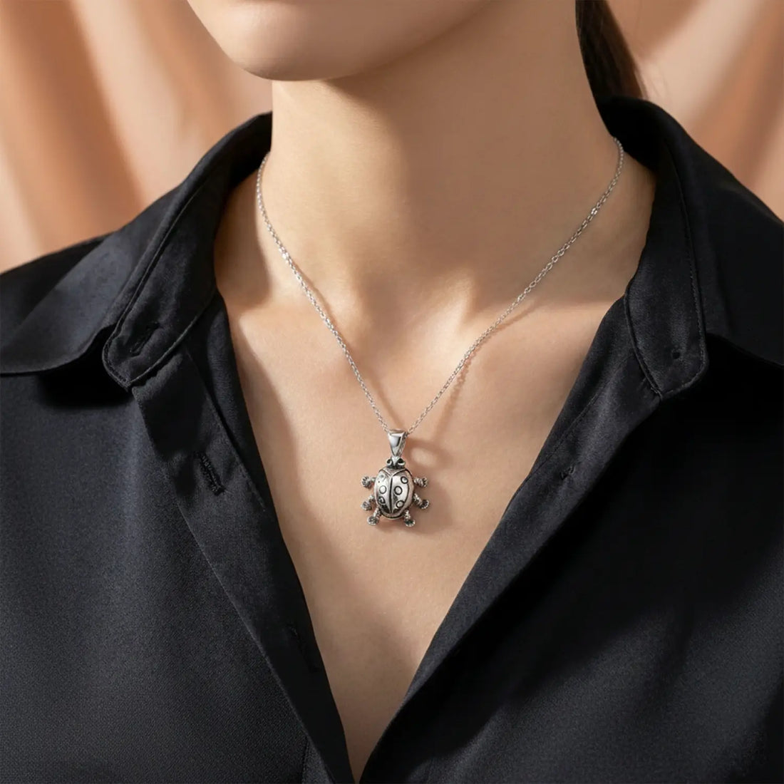 Pure Silver Ladybug Pendant - Made With 925 Pure Silver