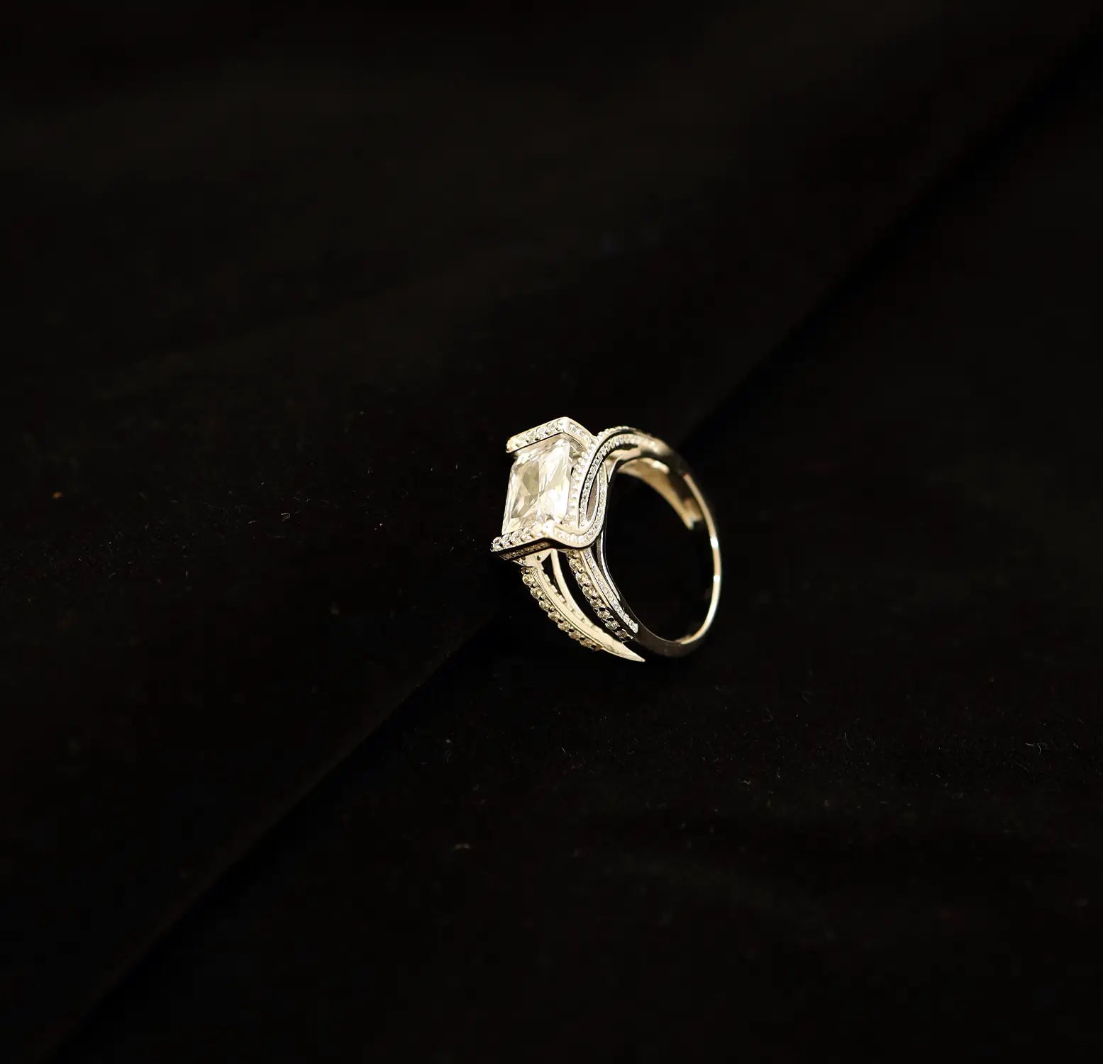 Elegant Princess-Cut Silver Ring - Made With Pure 925 Silver