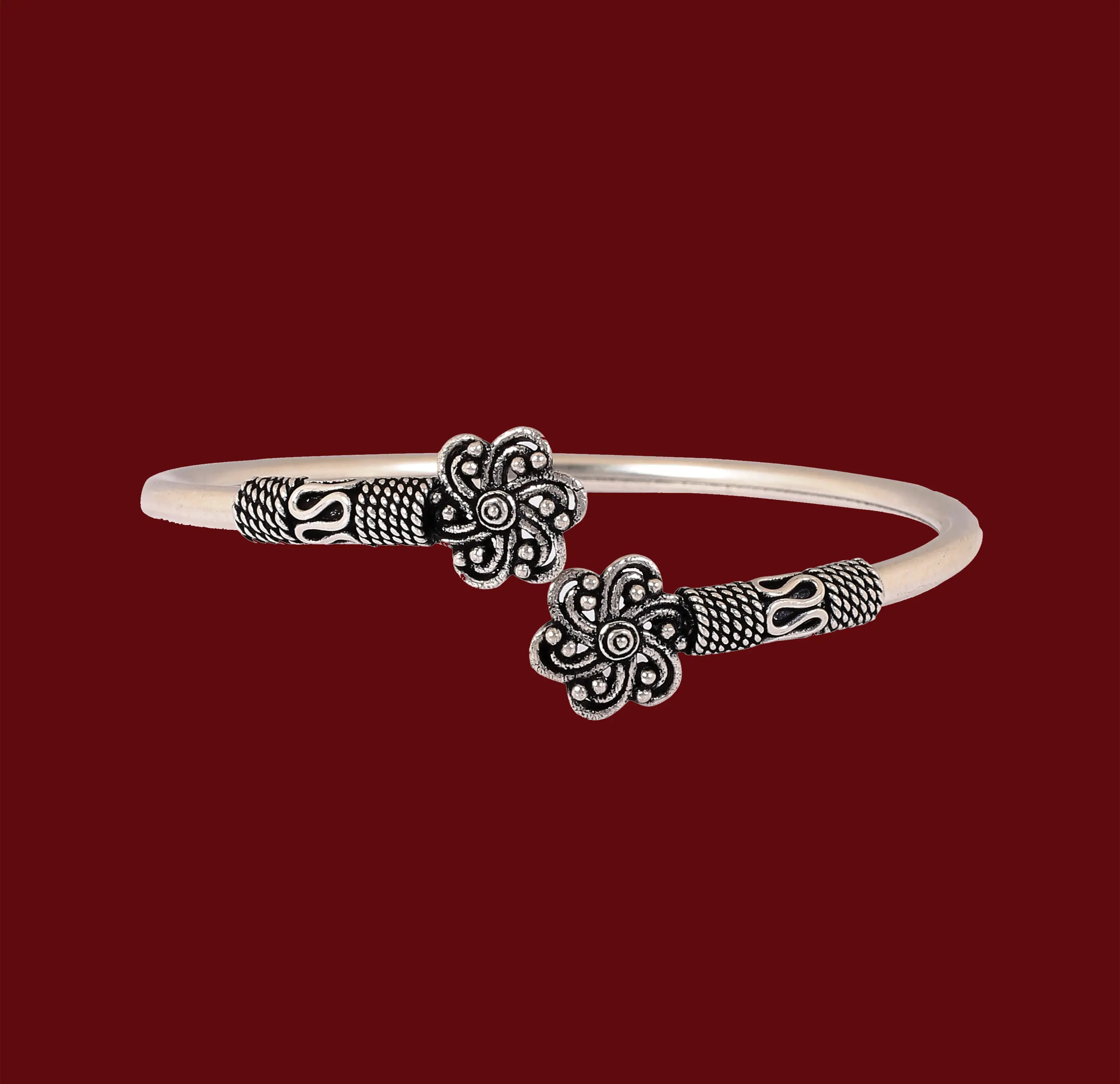Antique Floral Silver Bracelets- Made With Pure 925 Silver