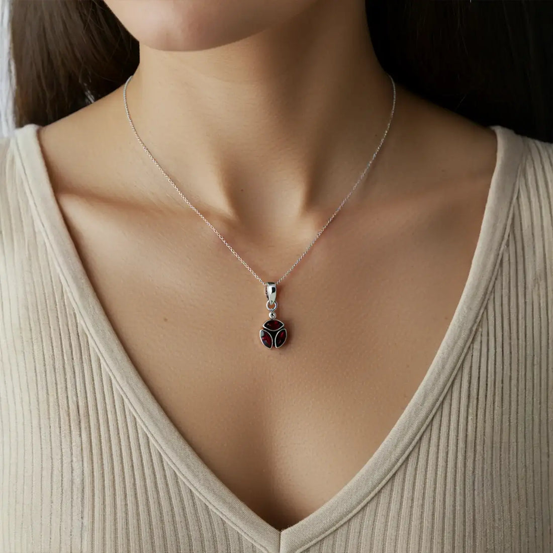 Pure Silver Garnet Pendant- Made With Pure 925 Silver