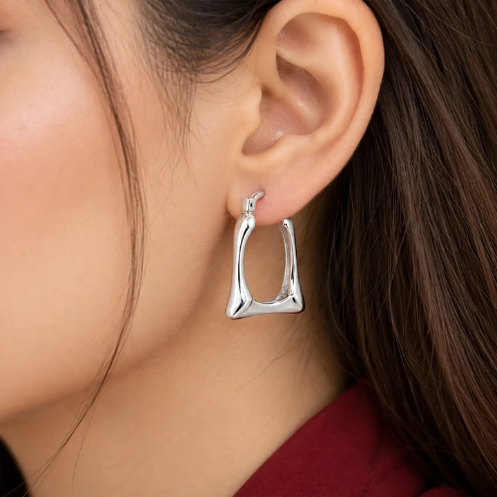 Elegant Geometric 925 Silver Hoop Earrings for Women - Made With Pure 925 Silver
