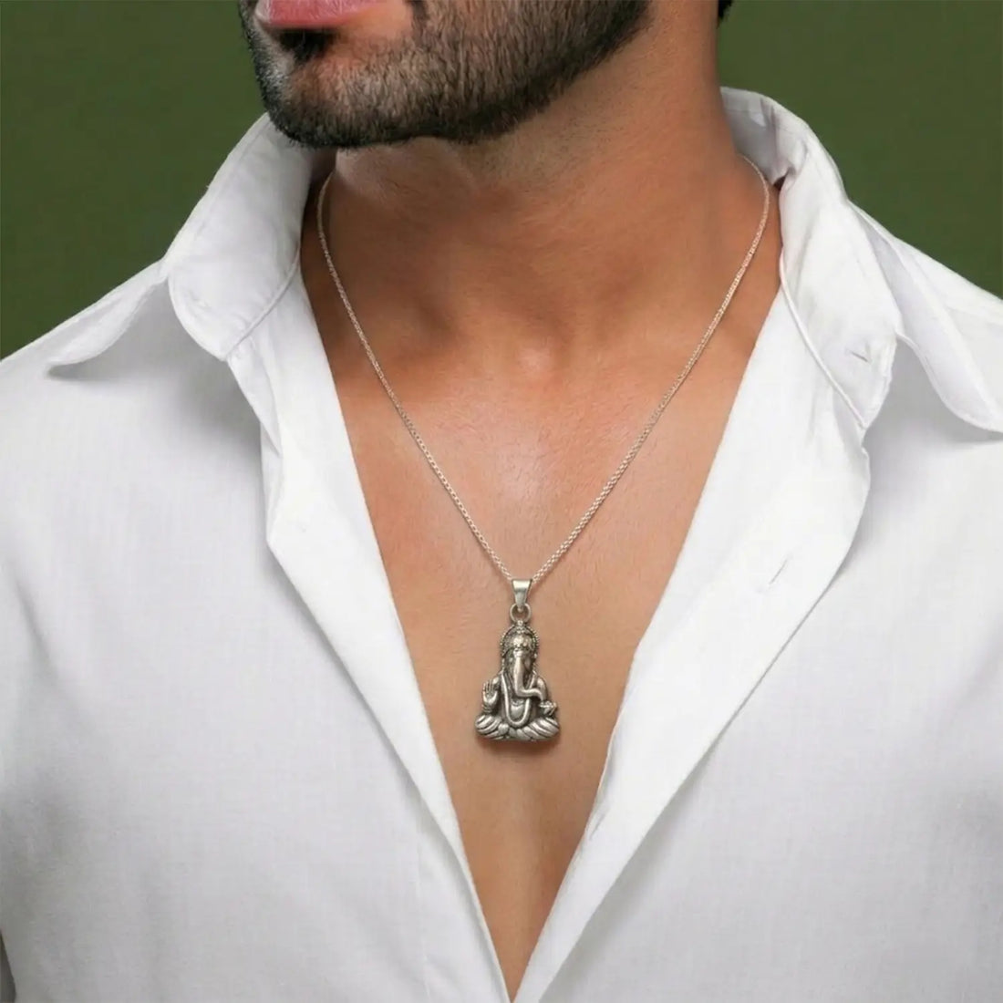 Shubh Aarambh Ganesh Silver Pendant - Made With 925 Pure Silver