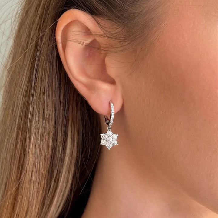 Elegant Floral CZ Drop Earrings - Made With Pure 925 Silver