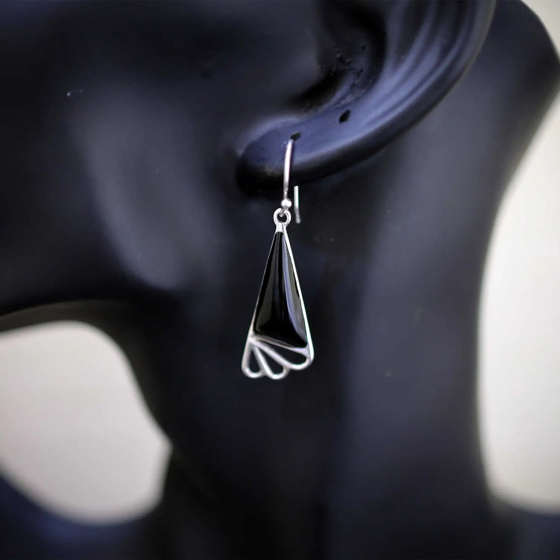 Pure Silver Earrings with Black - Made With Pure 925 Silver