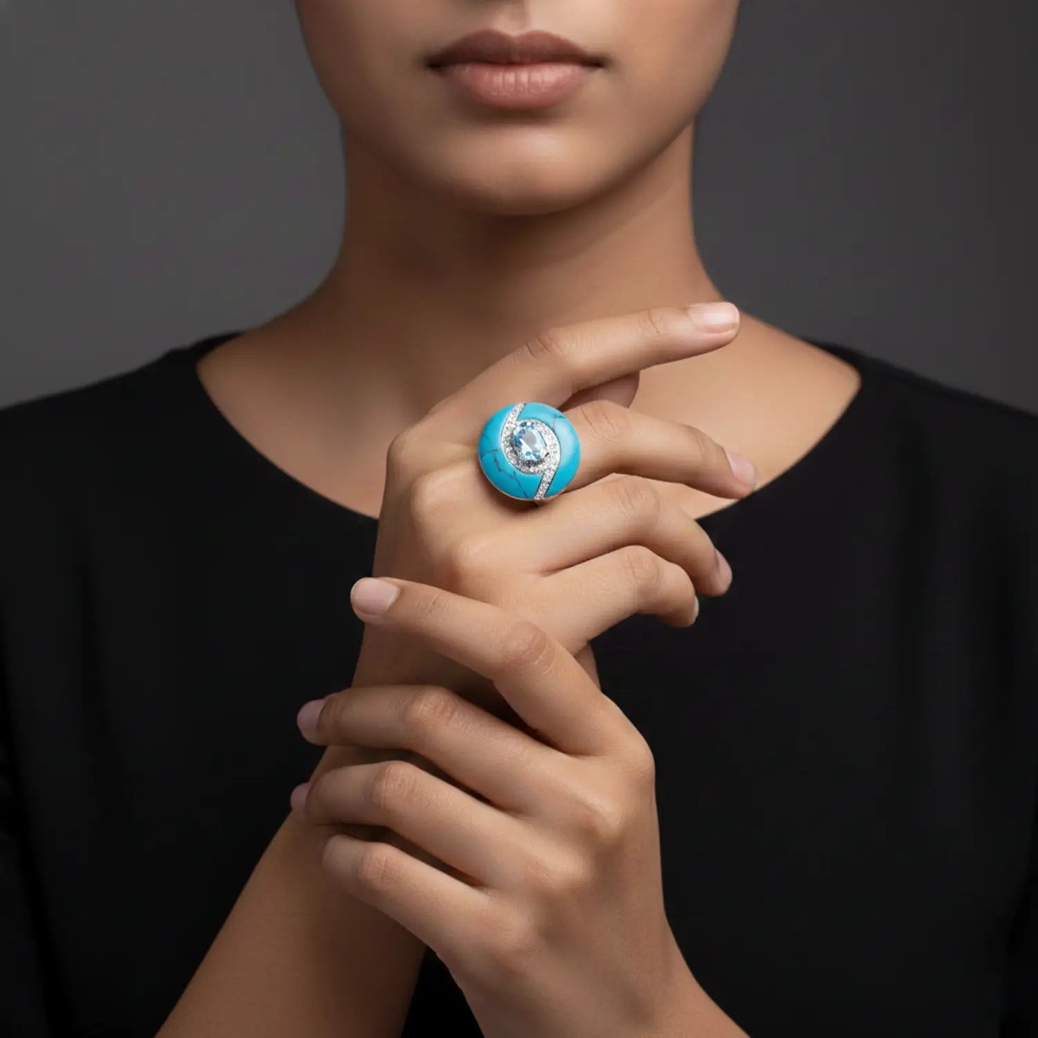 Elegant Turquoise Stone Sterling Silver Ring - Made With Pure 925 Silver