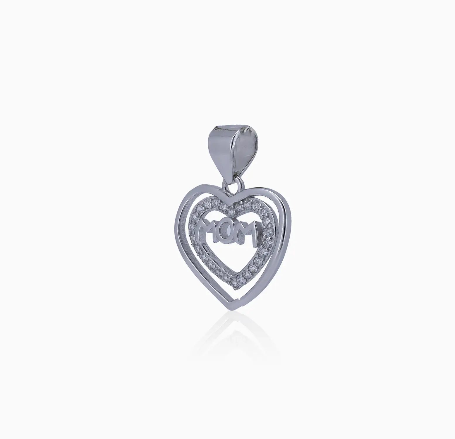 Silver Mom Pendant with & Earrings Set with CZ Stones - Made With Pure 925 Silver