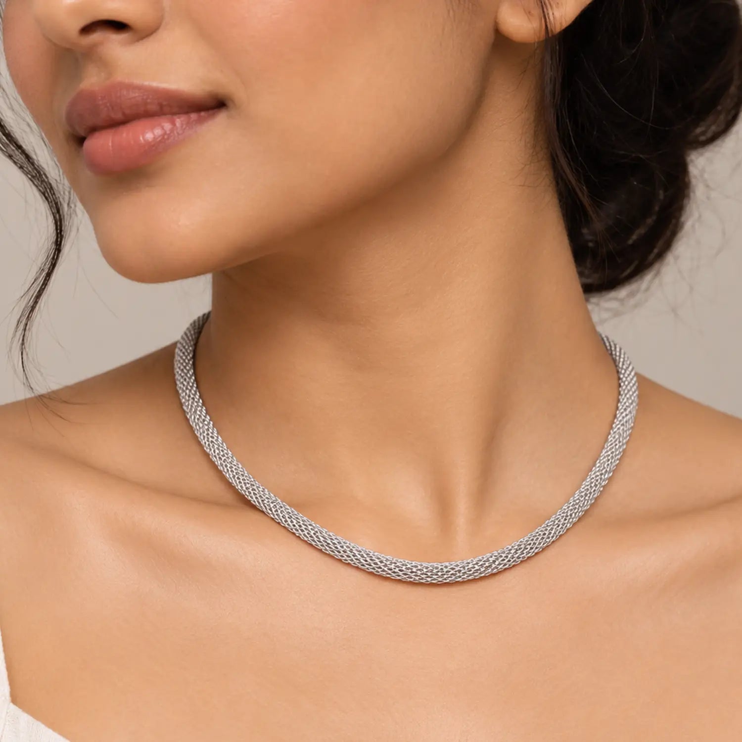 Royal Mesh Link Silver Chain for Women - Made With Pure 925 Silver