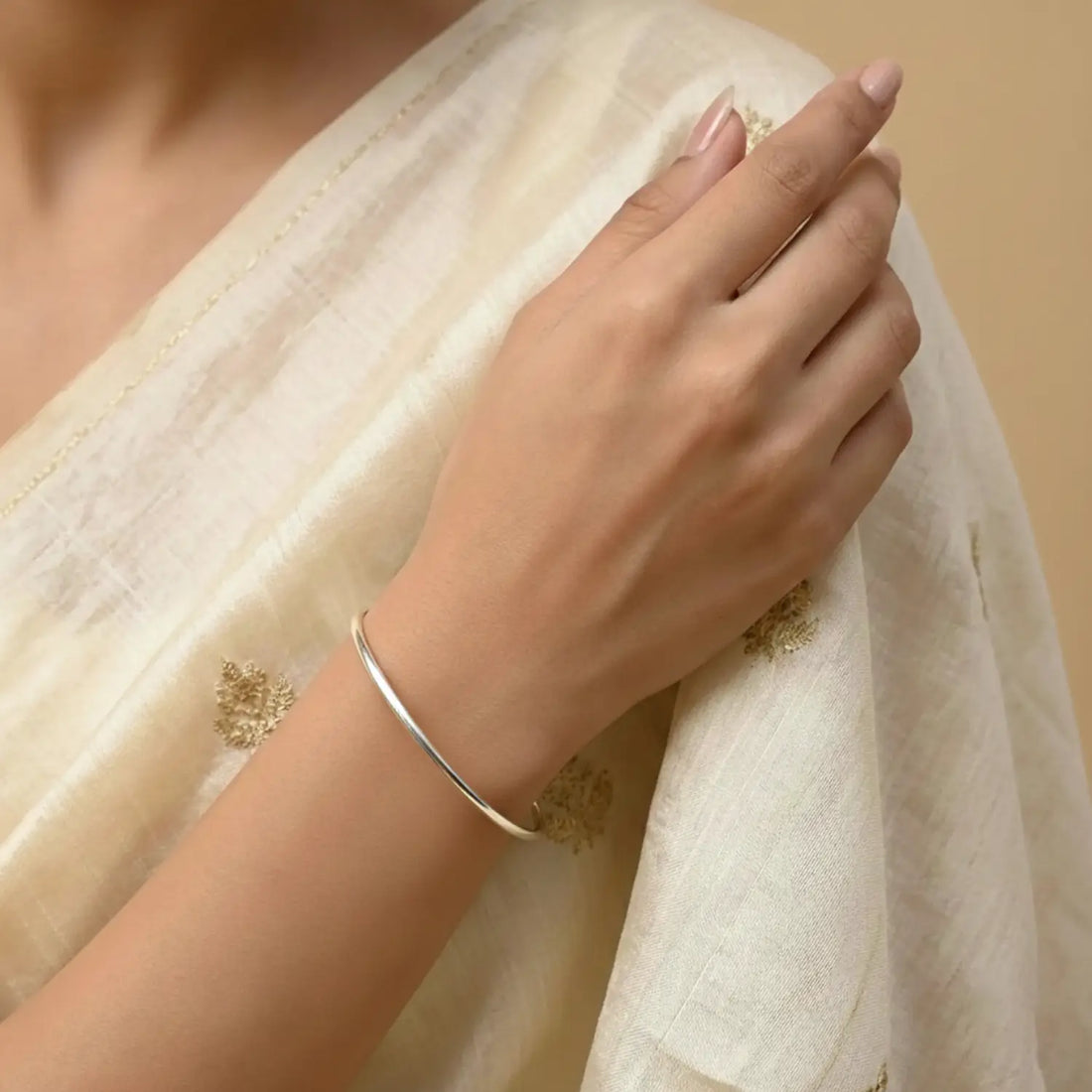 Classic Smooth Sterling Silver Kada Bracelet - Made With Pure 925 Silver