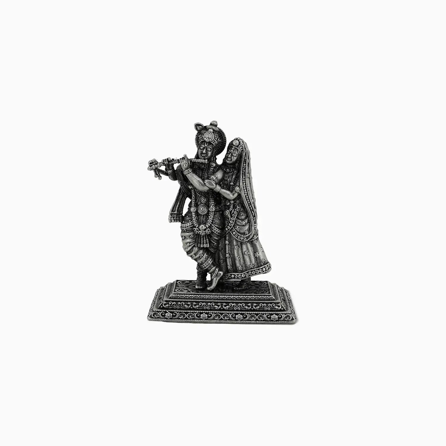 Antique Pure Silver Radha Krishna Idol- Made With Pure 925 Silver