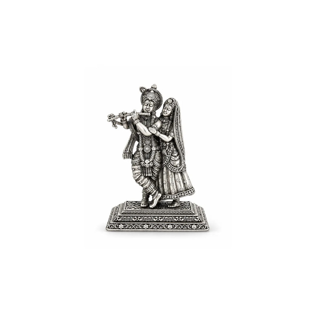 Antique Pure Silver Radha Krishna Idol- Made With Pure 925 Silver