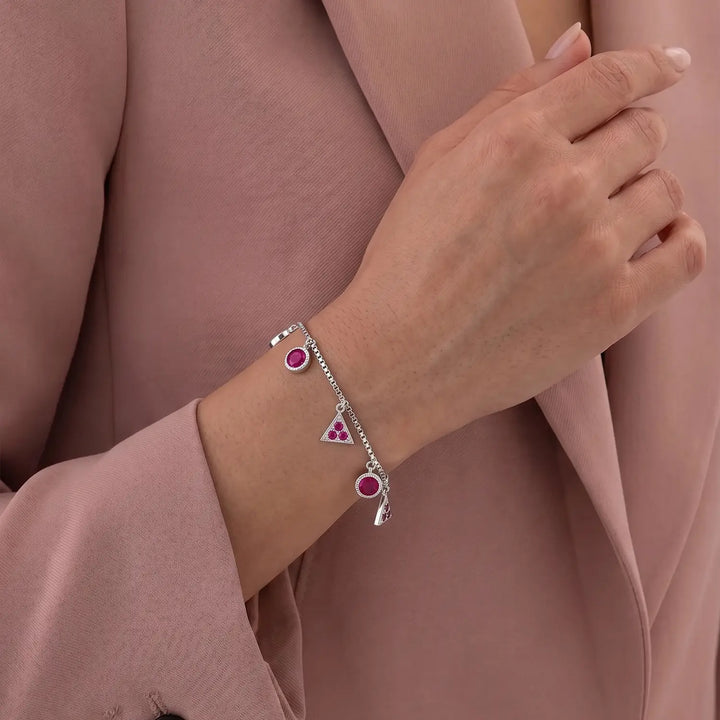 Pink Triangle Charm Bracelet – Elegant & Modern - Made With Pure 925 Silver
