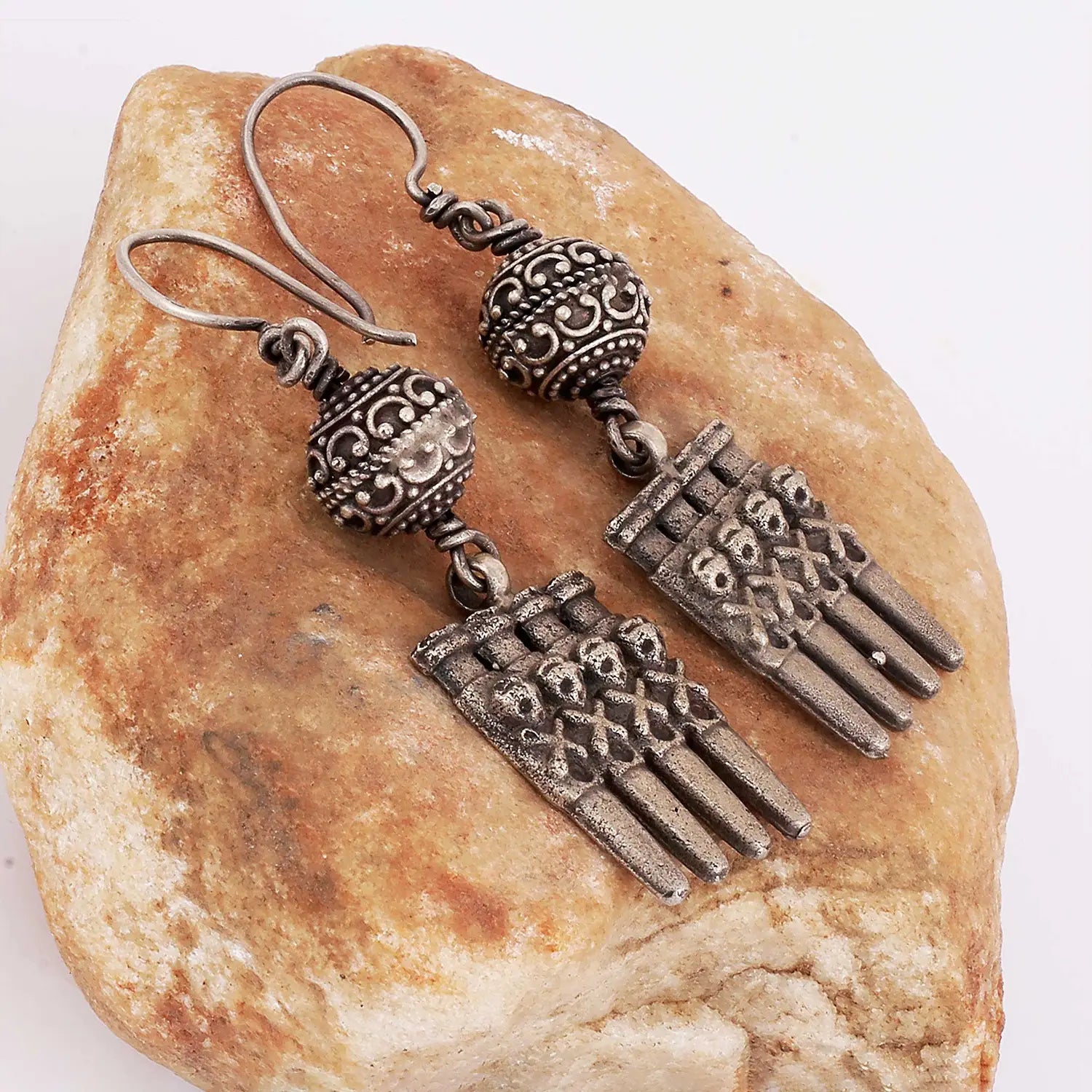 Silver Tribal Dangle Earrings- Made With Pure 925 Silver