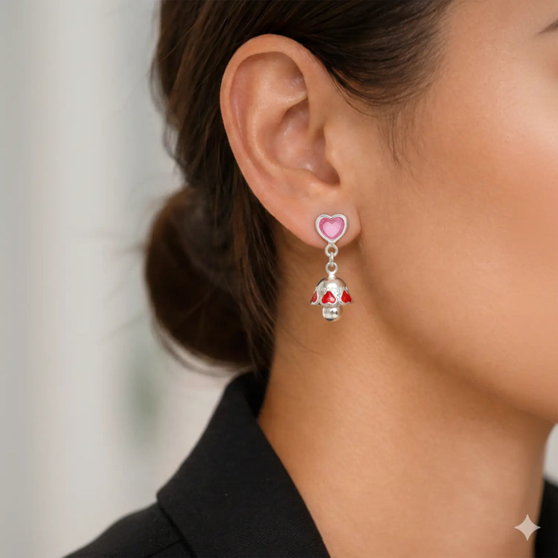 Romantic Heart Drop Pure Silver Jhumki Earrings- Made With Pure 925 Silver