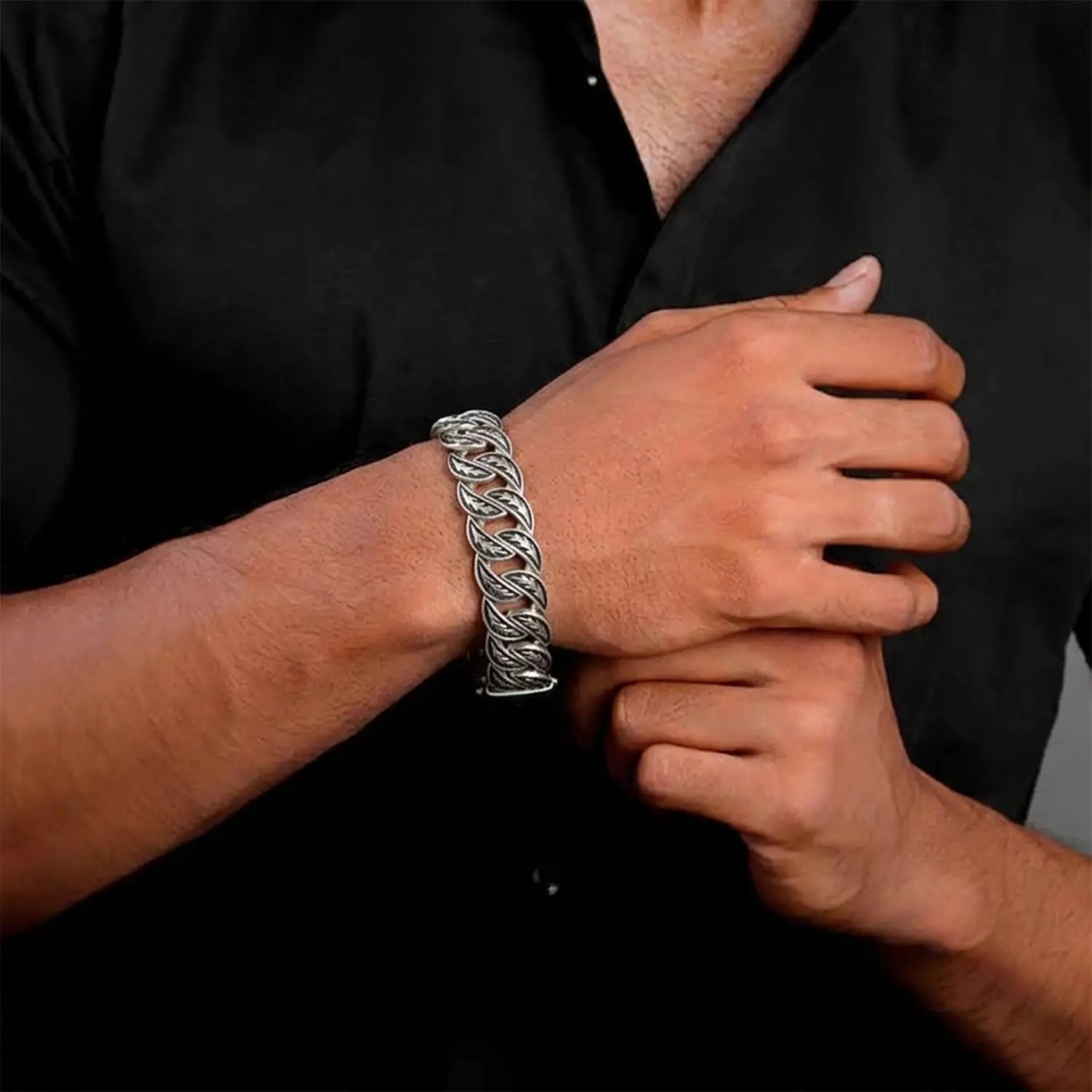 Bold Matrix Sterling Silver Bracelet for Men - Made With Pure 925 Silver