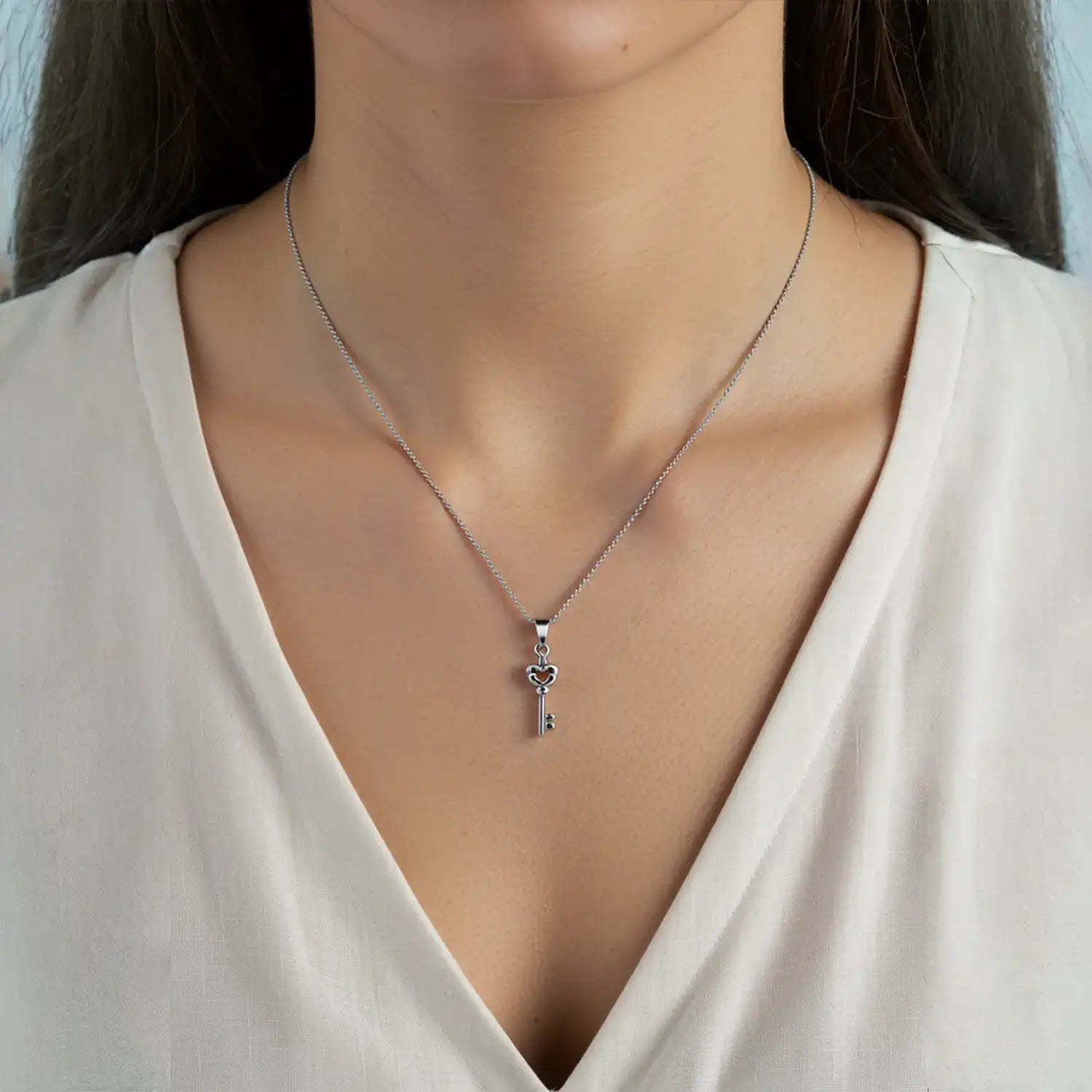 Pure Silver Heart Key Pendant - Made With Pure 925 Silver