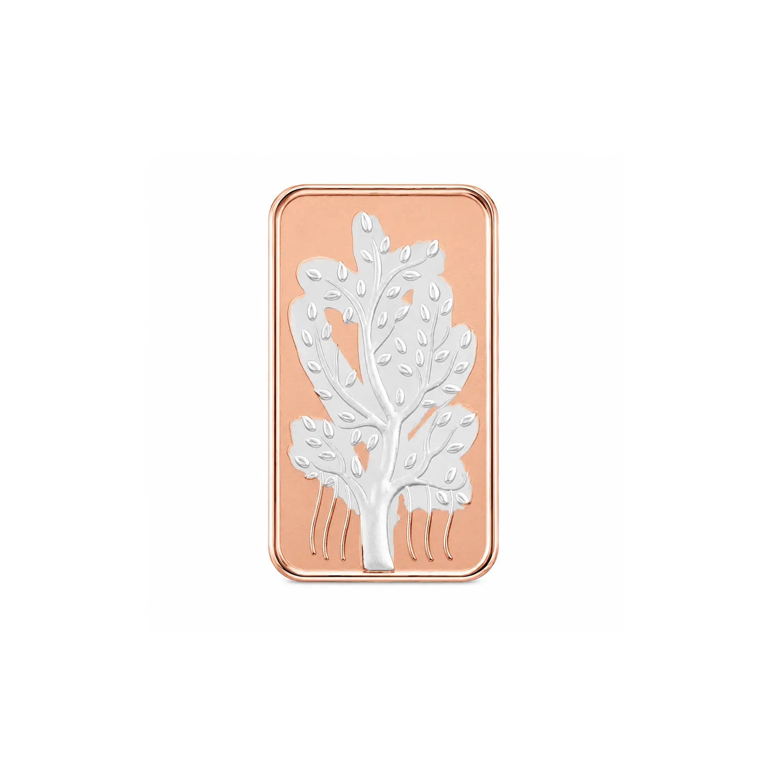 Tree of Life Pure Silver Bar with Gold-Plated Finish - Made With Pure 925 Silver