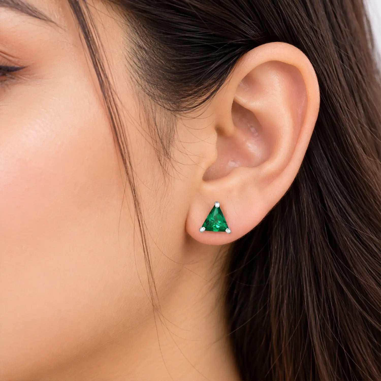 Royal Blue Triangle Gemstone Silver Stud Earrings - Made With Pure 925 Silver