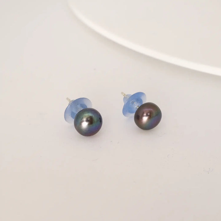 Midnight Pearl Sterling Silver Stud Earrings - Made With Pure 925 Silver
