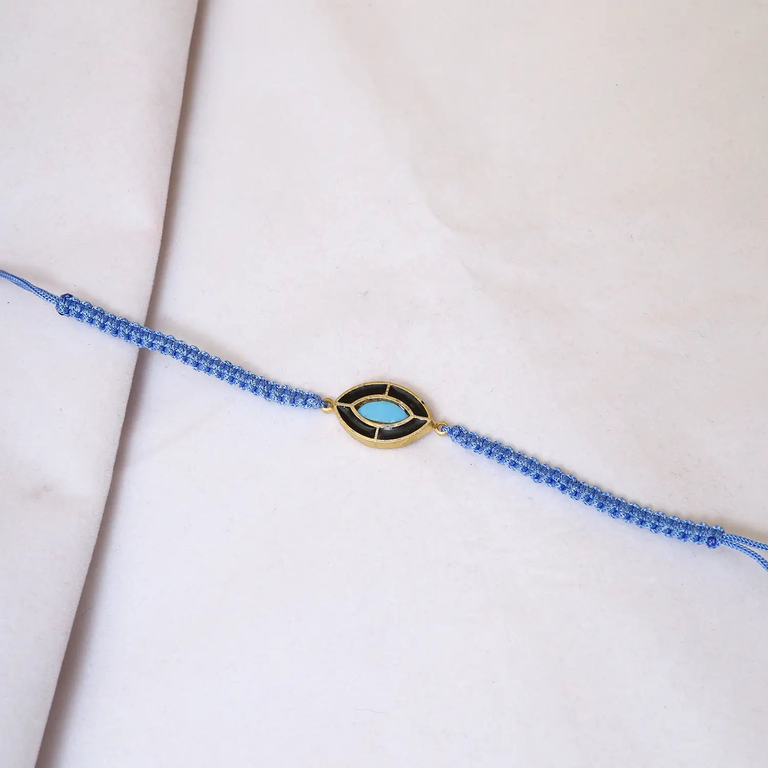Sky Blue Stone Silver Rakhi - Made With Pure 925 Silver