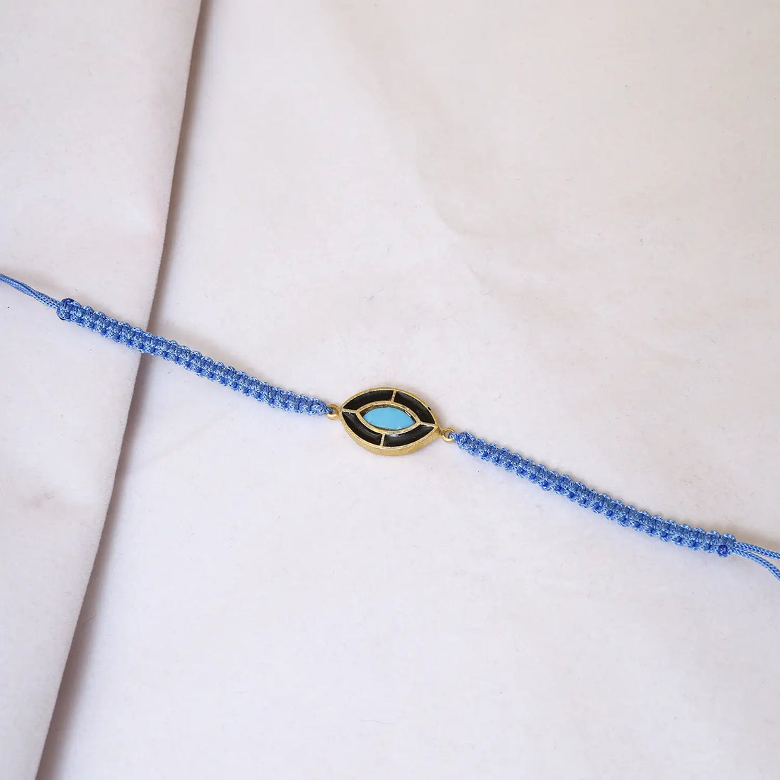 Sky Blue Stone Silver Rakhi - Made With Pure 925 Silver