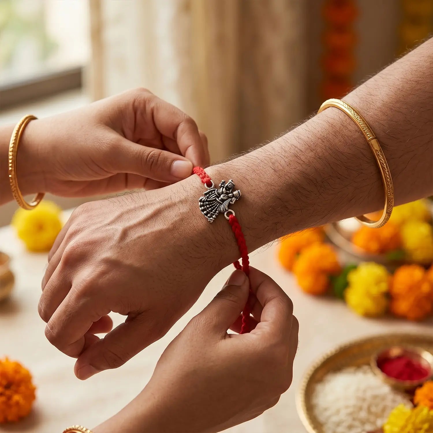 Radha Krishna Silver Rakhi - Made With Pure 925 Silver