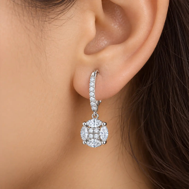 Elegant Radiant Crystal Drop Silver Earrings - Made With Pure 925 Silver