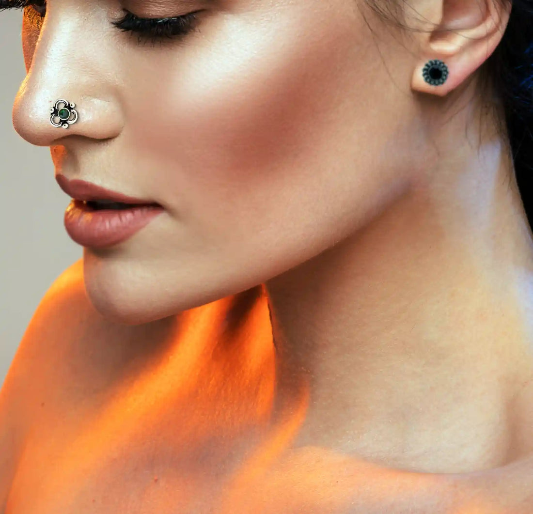 Intage Bloom Oxidised Silver Nose Pin- Made With Pure 925 Silver