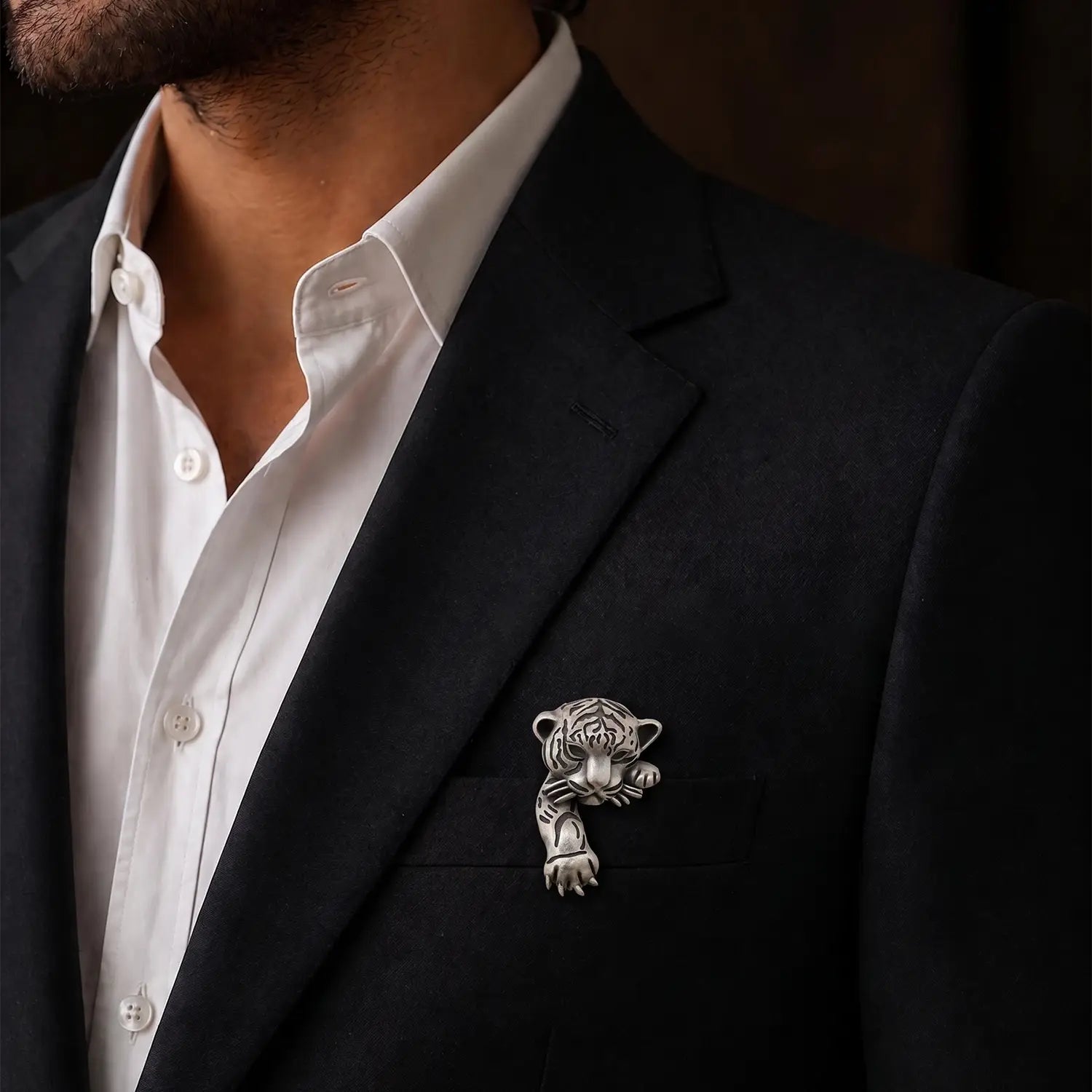 Tiger Designer Brooch - Made With Pure 925 Silver
