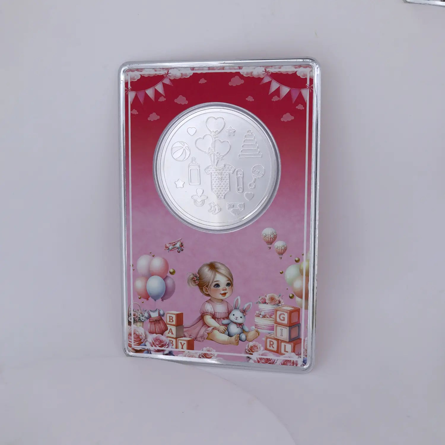 999 Pure Silver Baby Girl Coin - Made With Pure 925 Silver