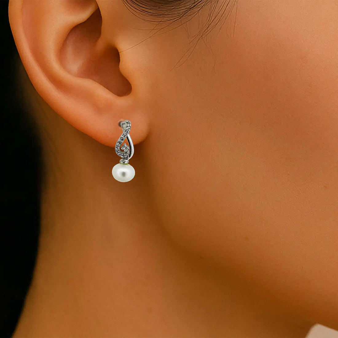Pure Silver Pearl Drop Earrings with  Design- Made With Pure 925 Silver