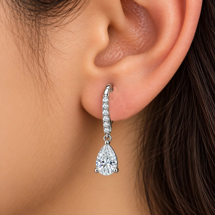 Elegant Teardrop Solitaire Silver Drop Earrings - Made With Pure 925 Silver