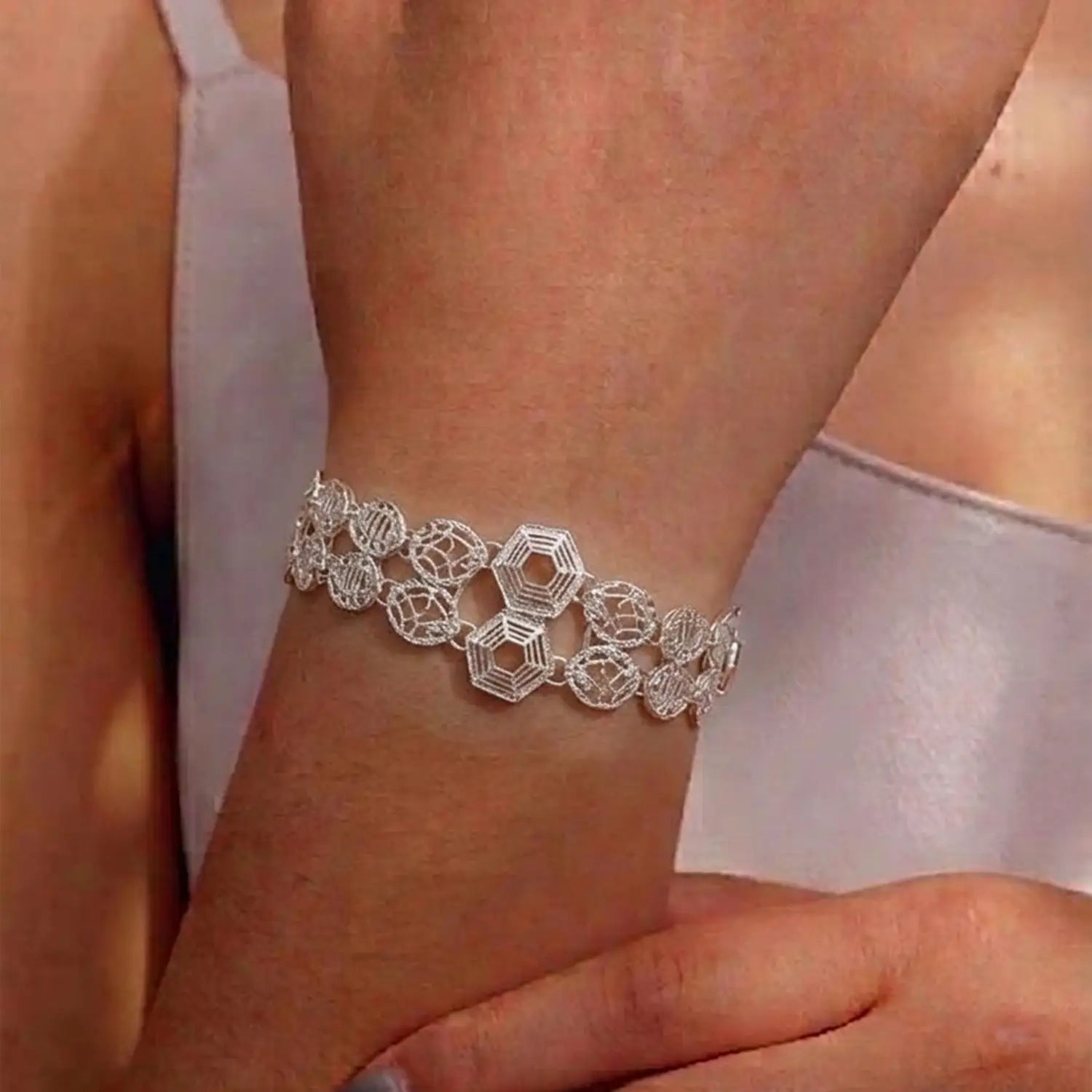 HexaBloom Silver Bracelet - Made With Pure 925 Silver