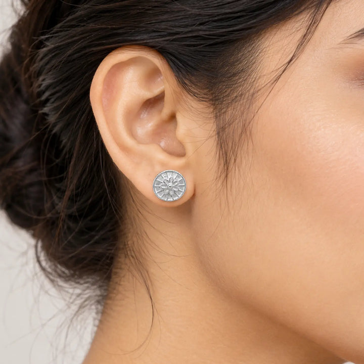Radiant Floral Filigree Silver Stud Earrings - Made With Pure 925 Silver
