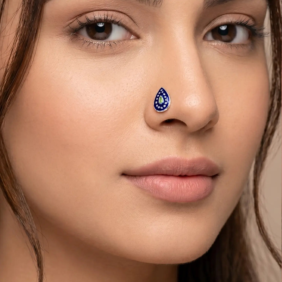 Blue Enamel Sterling Silver Nose Pin- Made With Pure 925 Silver