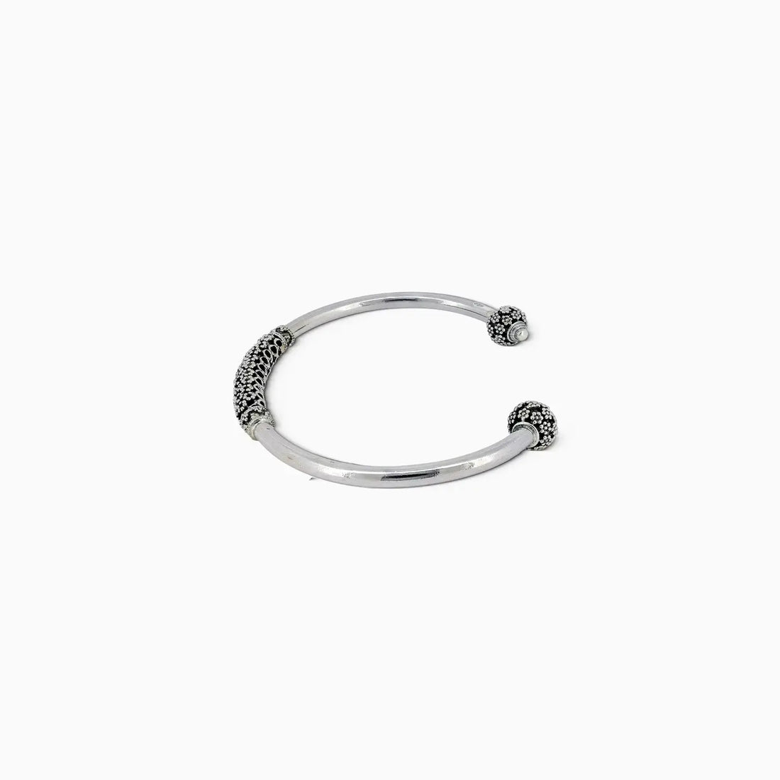 Oxidised Silver Textured Open Cuff Bracelet - Made With Pure 925 Silver