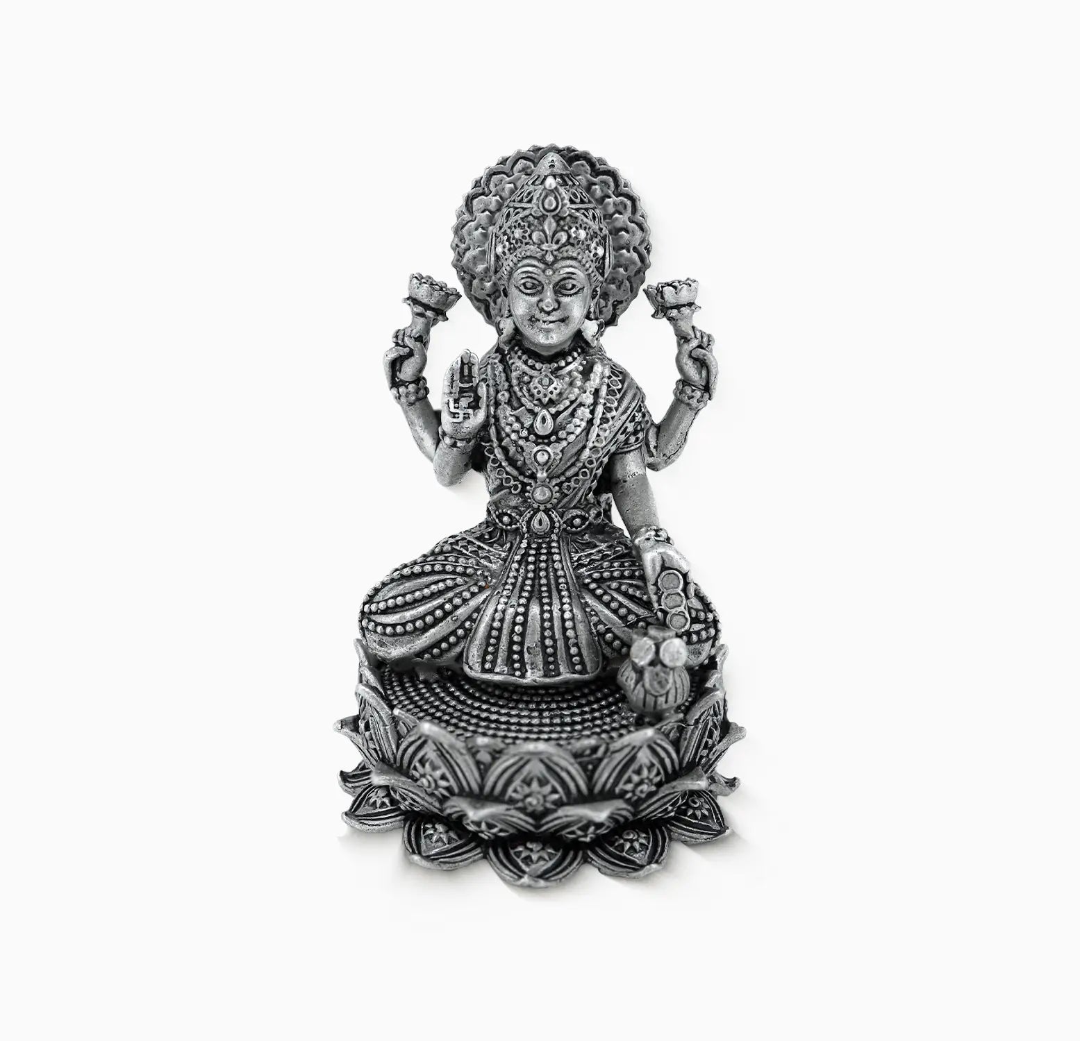 Antique pure Silver Goddess Lakshmi Idol- Made With Pure 925 Silver