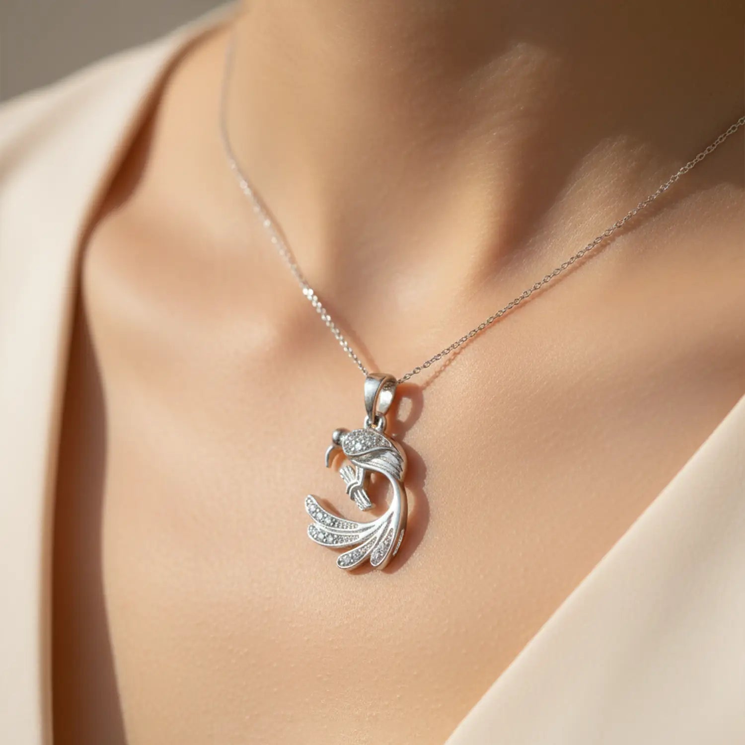 Silver Bird Pendant with Textured Detailing- Made With Pure 925 Silver
