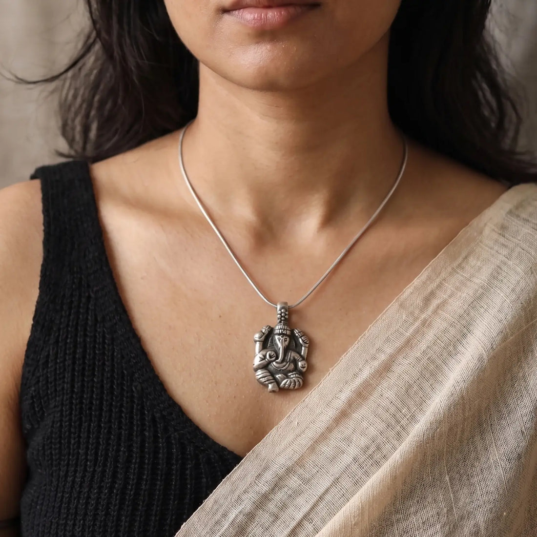 Divine Lord Ganesha Pure Silver Pendant - Made With Pure 925 Silver