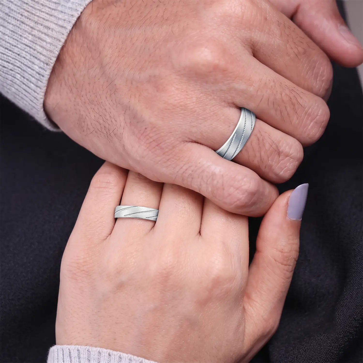 Elegant Matte Finish Couple Band Rings - Made With Pure 925 Silver