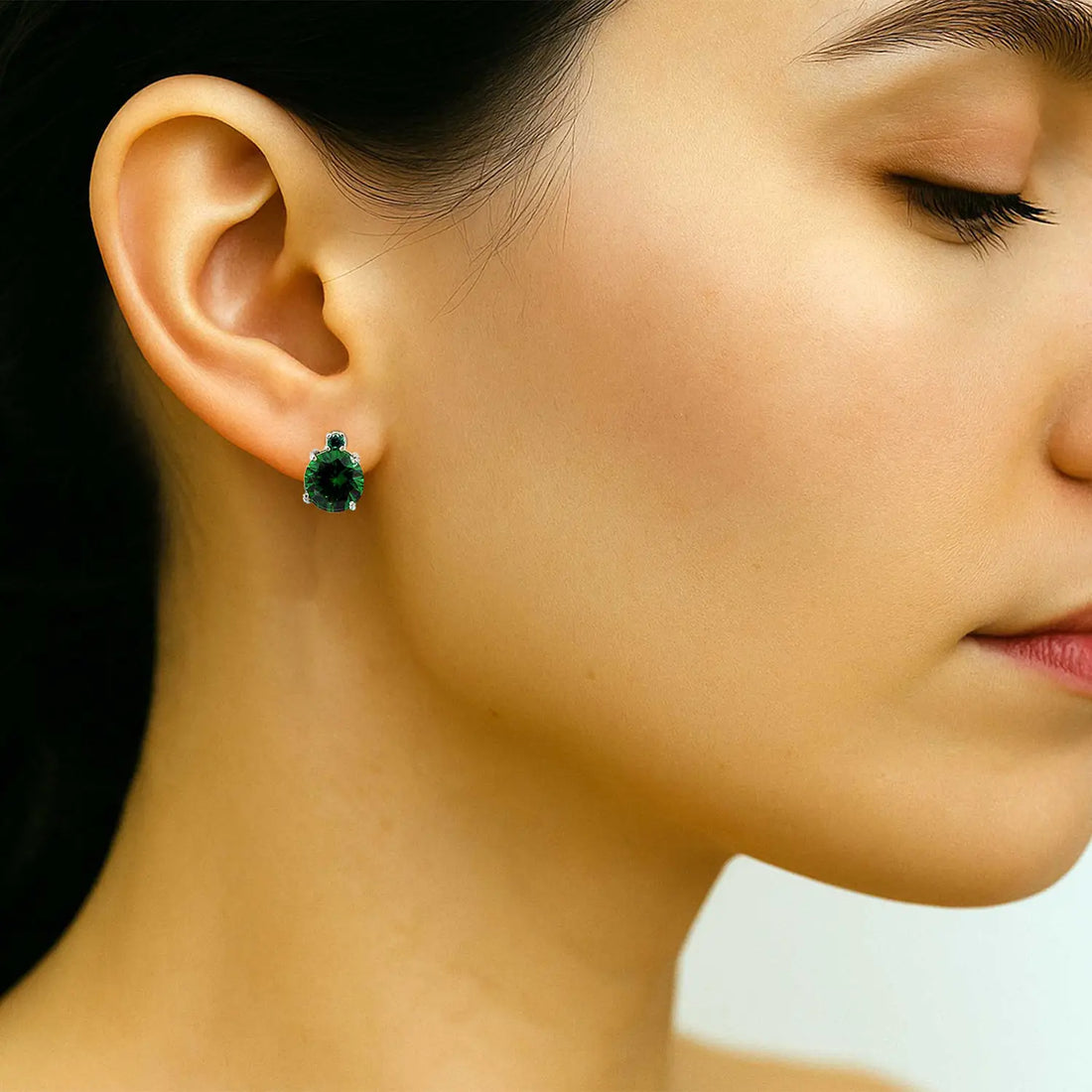 Pure Silver Green Stone Earrings- Made With Pure 925 Silver
