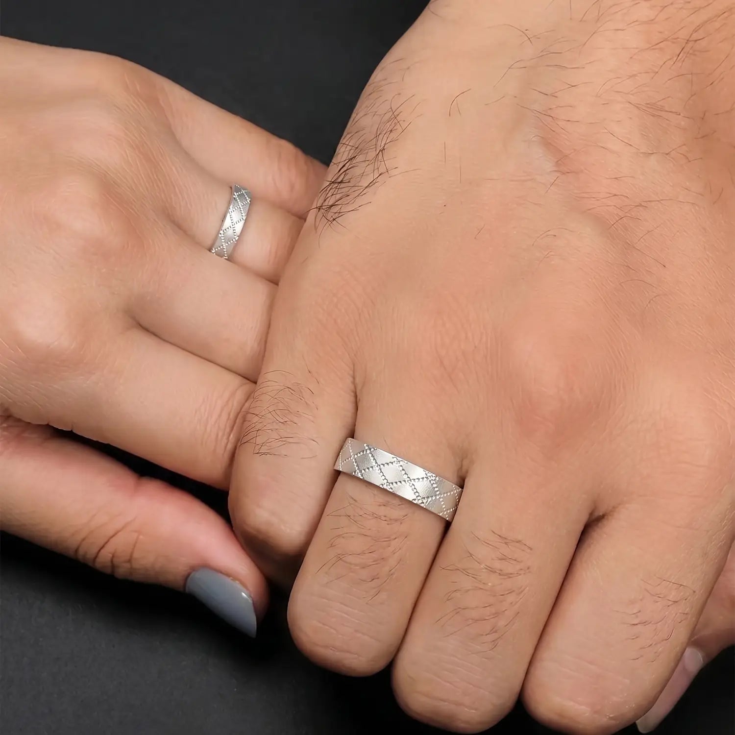 Classic Engraved Couple Band Rings - Made With Pure 925 Silver