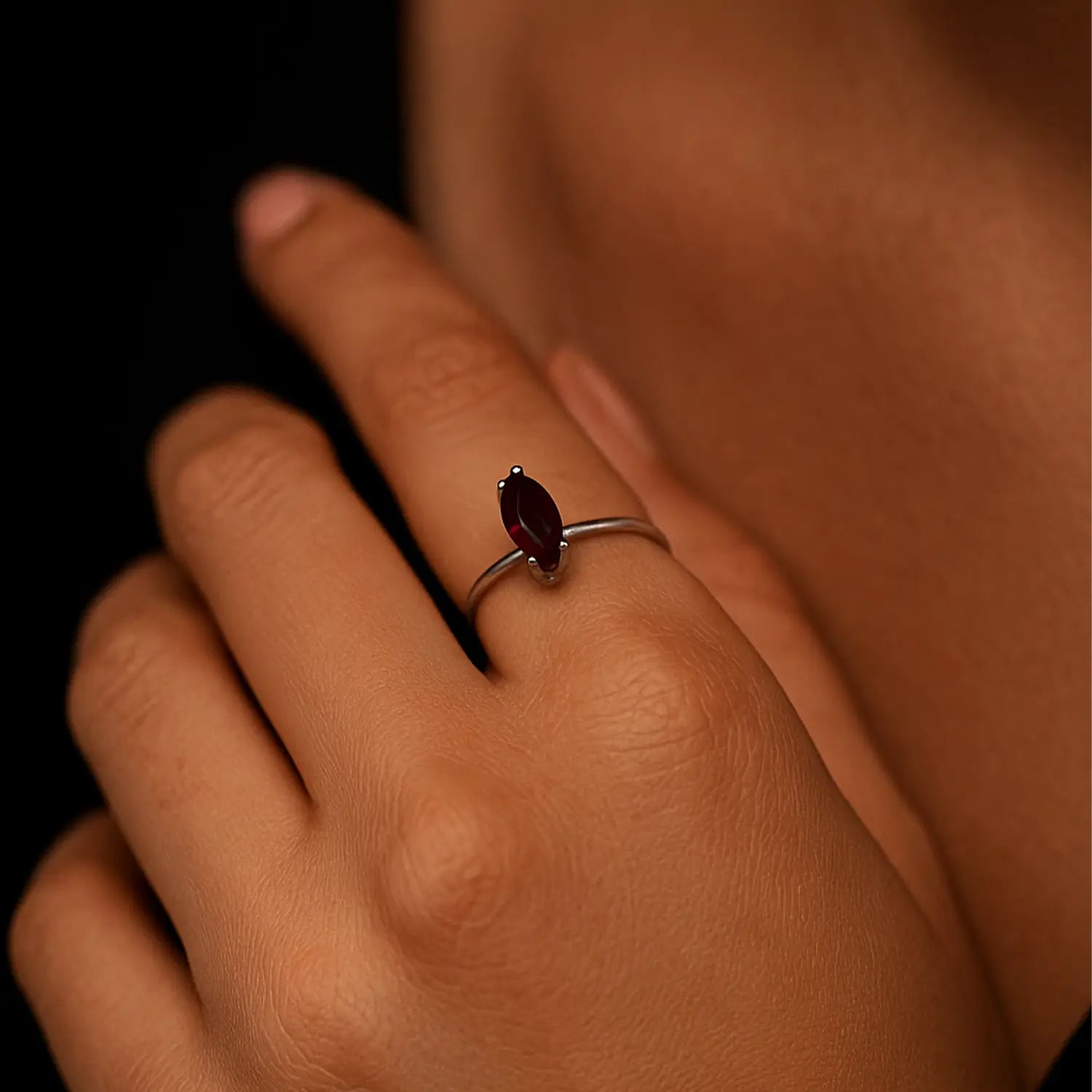 Dark Pink Stone Silver Ring - Made With Pure 925 Silver
