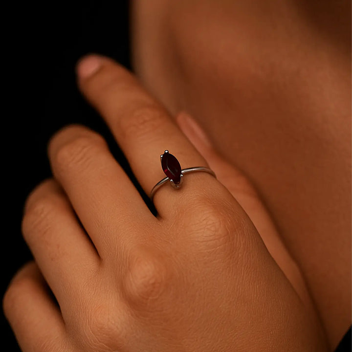 Dark Pink Stone Silver Ring - Made With Pure 925 Silver