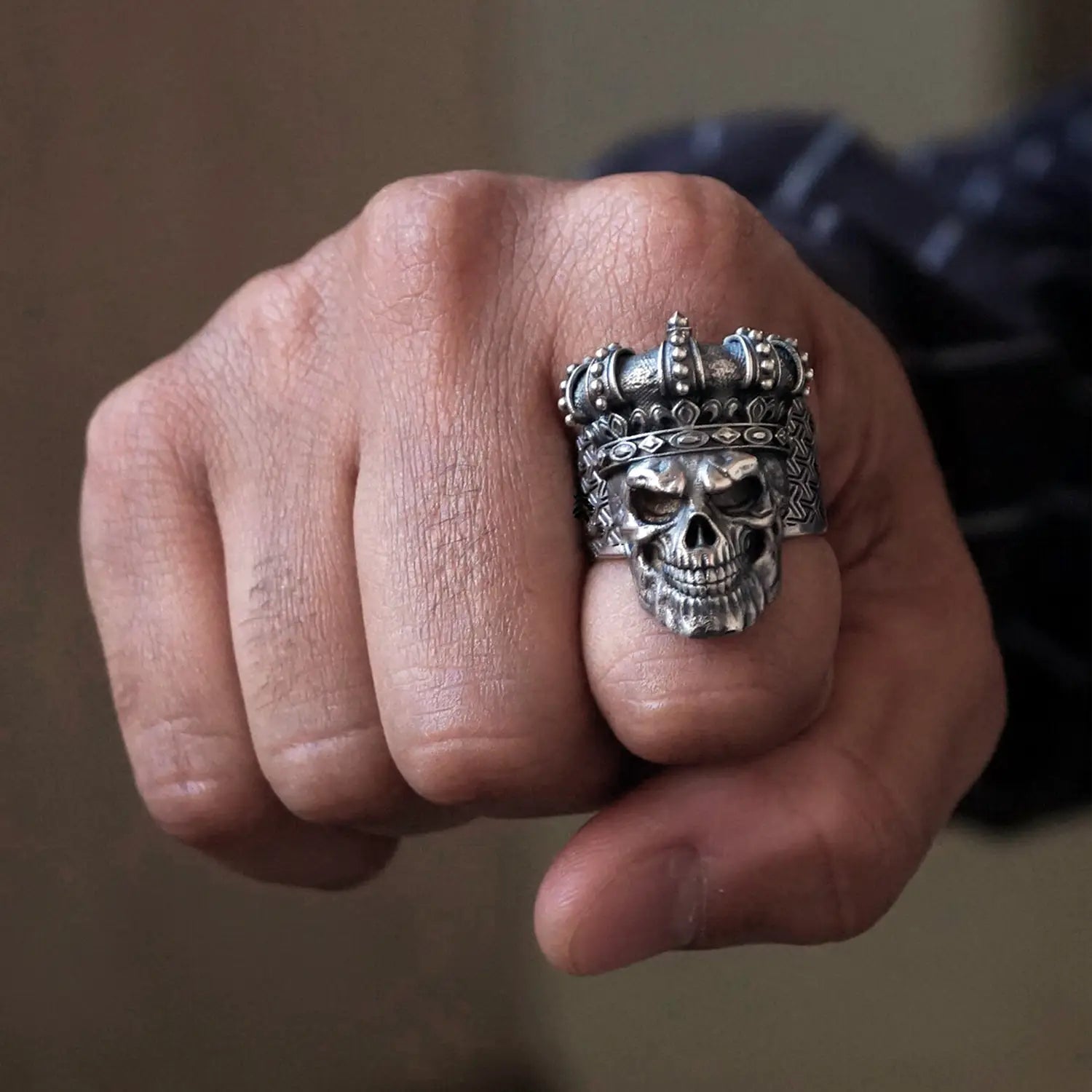 Royal Skull Crown Silver Ring - Made With Pure 925 Silver