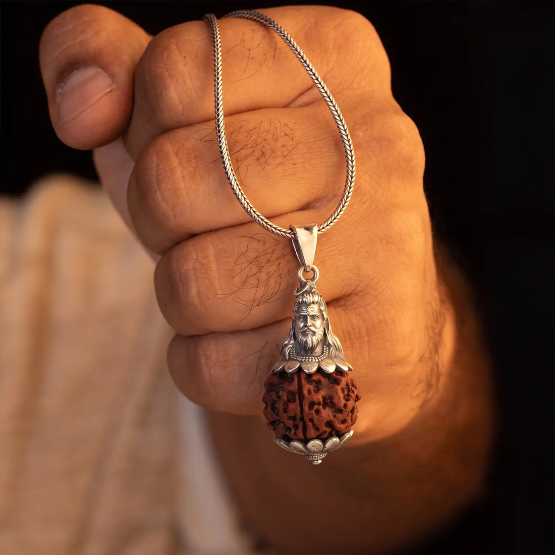 Rudraksha Sage Silver Pendant - Made With Pure 925 Silver
